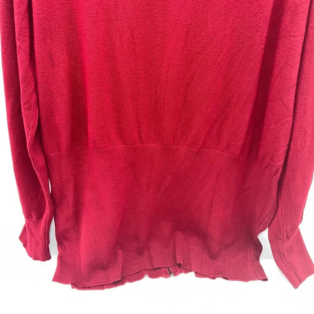 Ashley Stewart Women's Plus Sized Zip Up Red Cardigan w/Long Sleeves Size 26 - Image 6