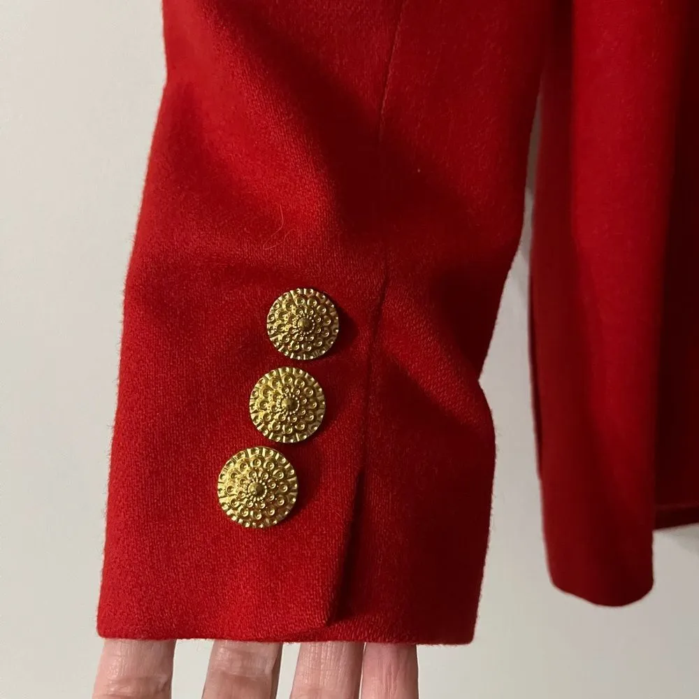 Vintage Saville Petites Wool Red Blazer Cardigan Military Pirate 4P - Image 8