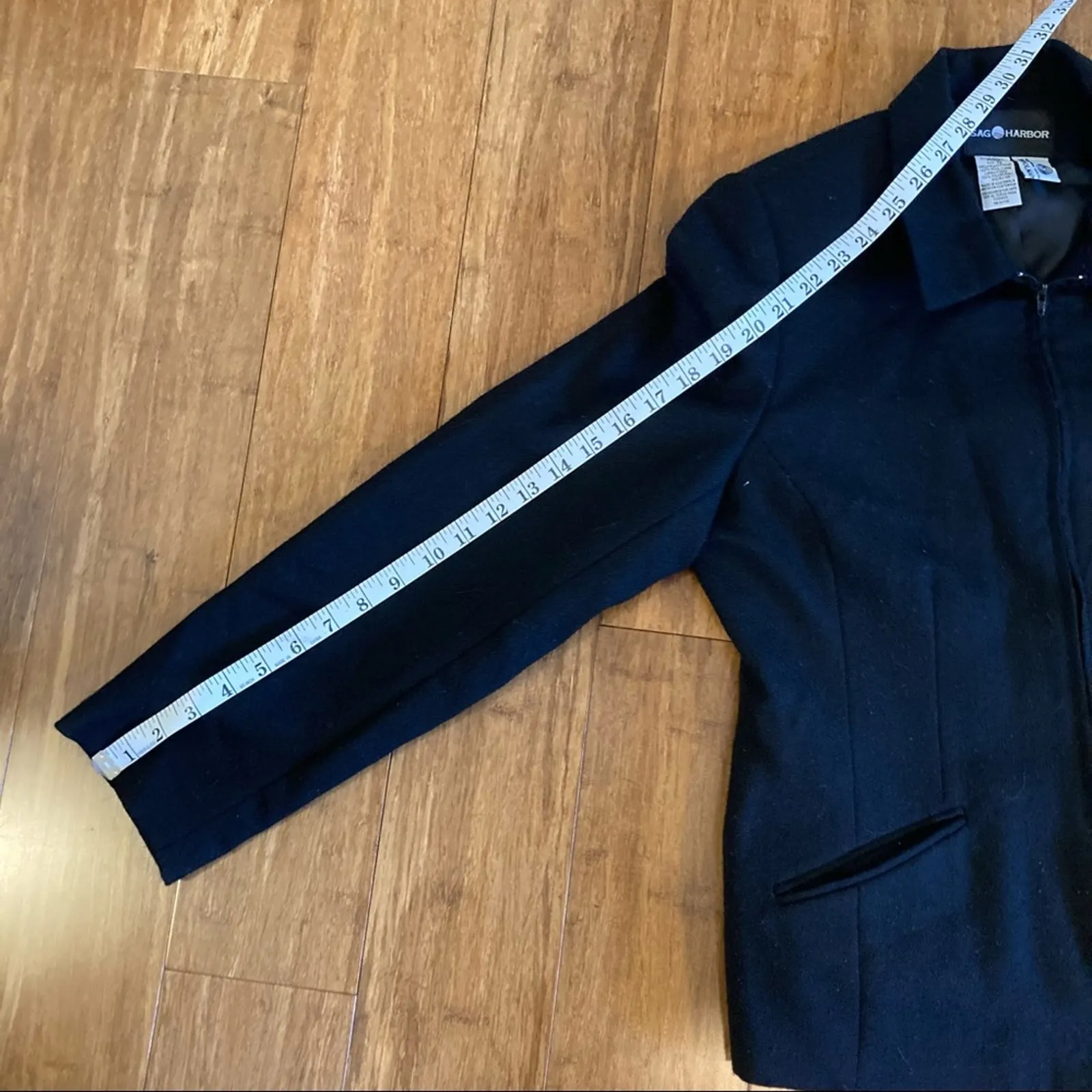 Sag Harbor 100% wool black zipper lined blazer jacket with front pocket-size 10 - Image 11