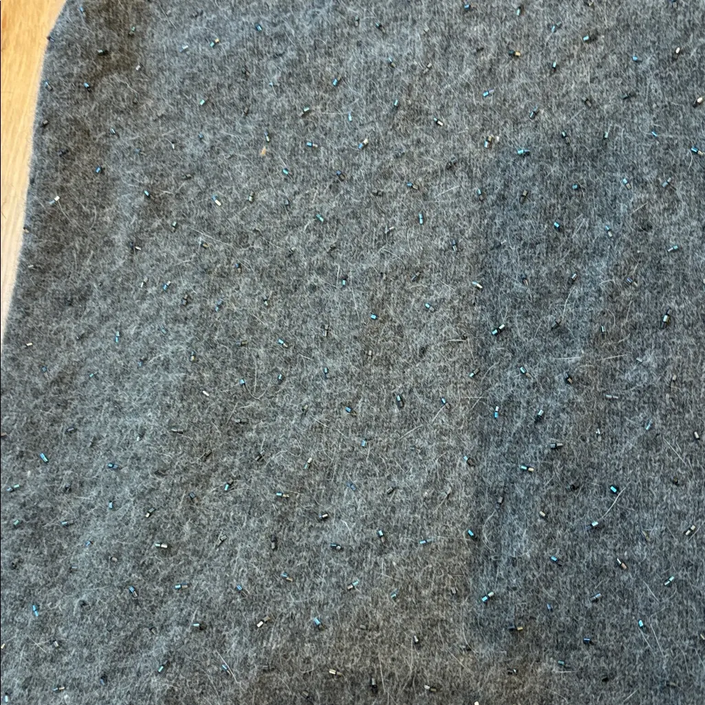 Willi Smith Sleeveless Sweater Beaded Wool Angora Blend Grey Size Large - Image 4