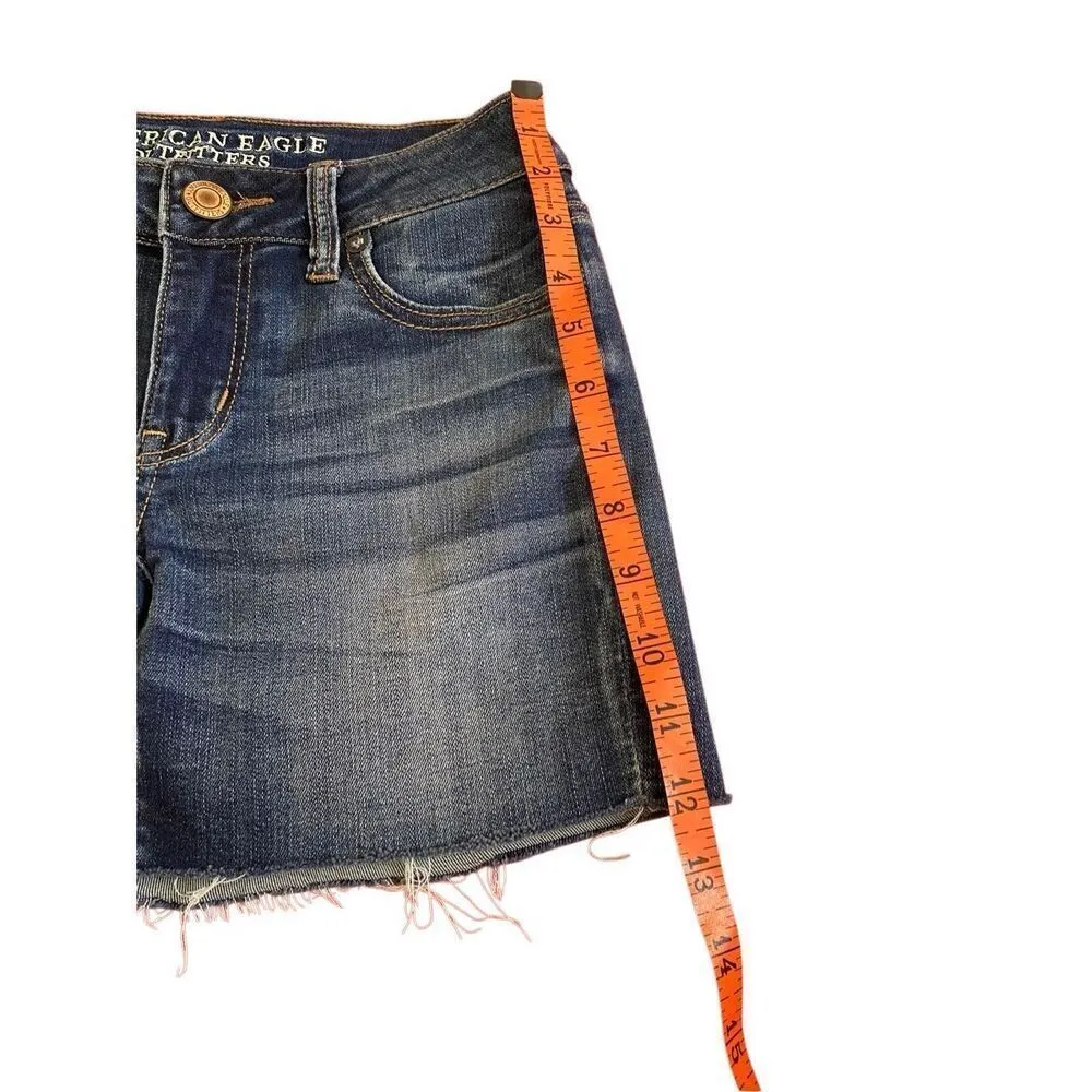 American Eagle Midi Super Stretch Cut Off Shorts Beach Vacation Summer - Image 10