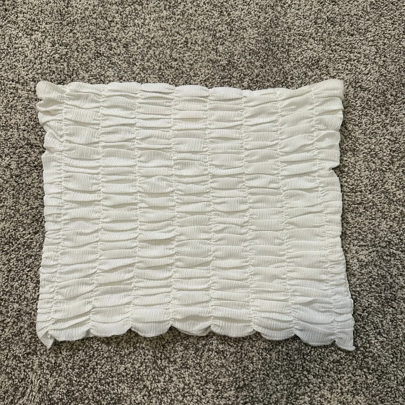 Anthropologie white ruched strapless top size M - Image 2