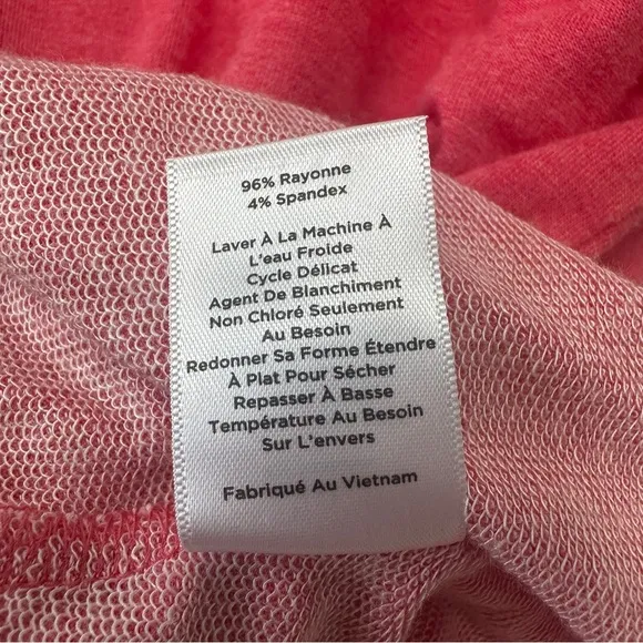 T by Talbots Sweater Womens Large P Salmon Pink 3/4 Sleeve‎ Cowl Neck Pullover - Image 9