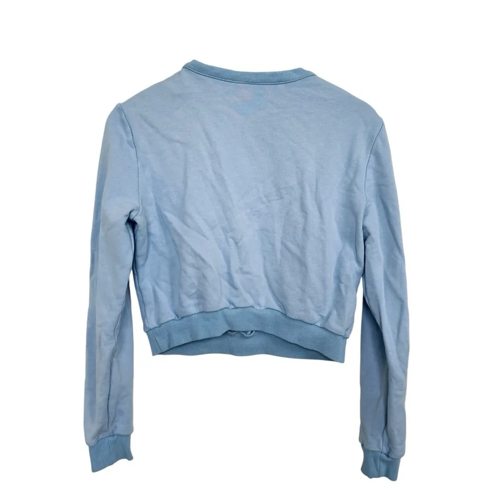 Fleur Du Mal 100% cotton blue pullover caged panel sweatshirt EUC - Image 4