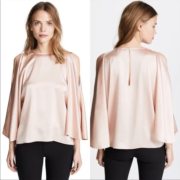 Ramy Brook Tiffany Cold-Shoulder Cape Blouse in Blush - Image 2