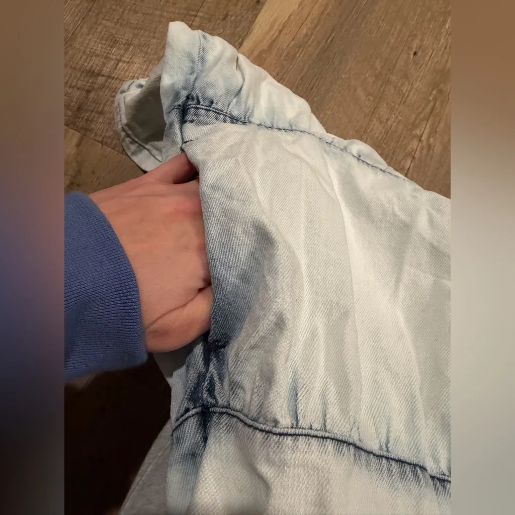 Free People Nicole Denim Shirtdress in a light wash with a tiered - Image 5