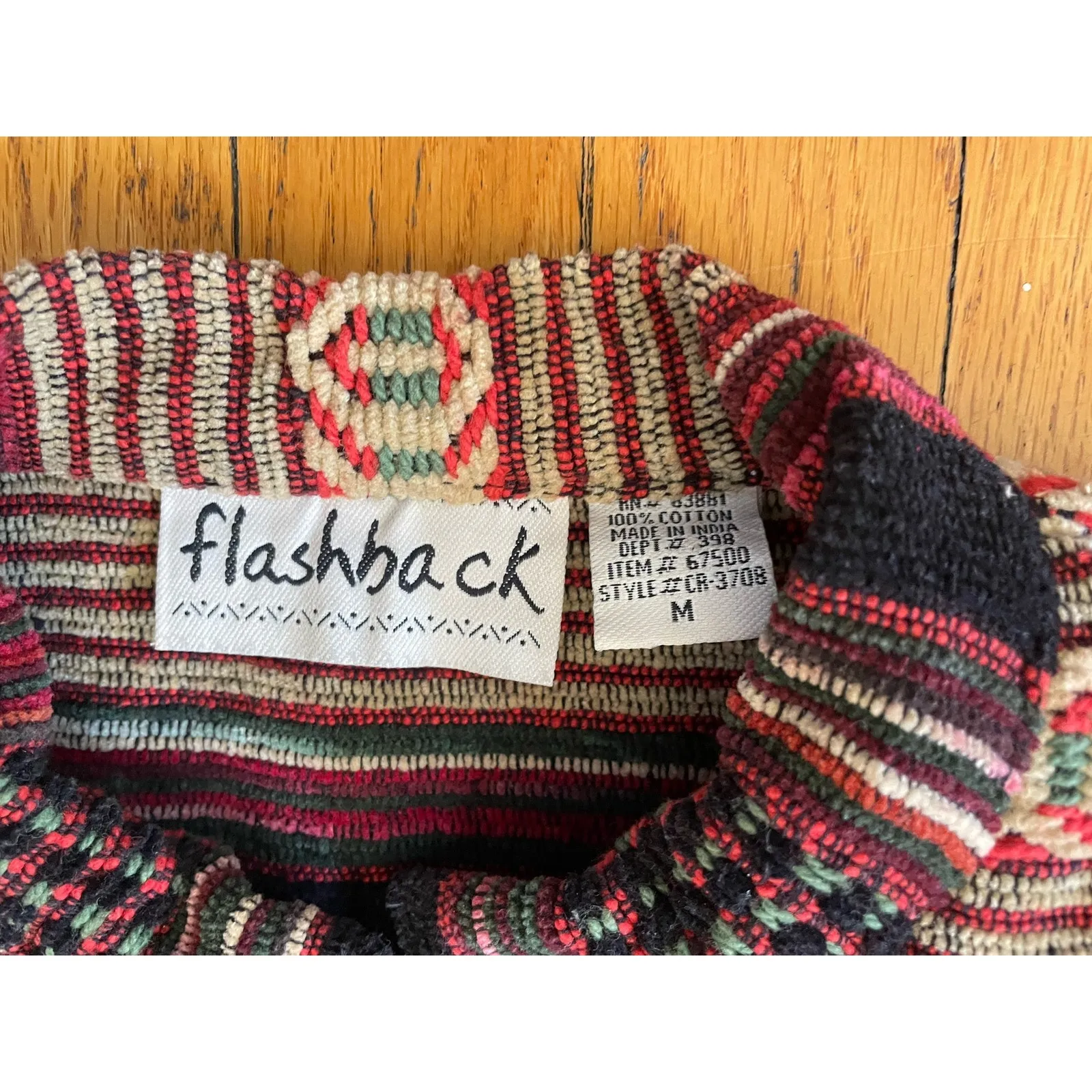 Vintage 90s Flashback Striped Button Up Knit Blanket Jacket Size Medium - Image 7