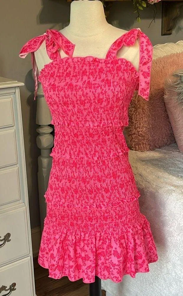 Tube Dress Tiered Form Fitting Pink Floral Size undefined - Image 4
