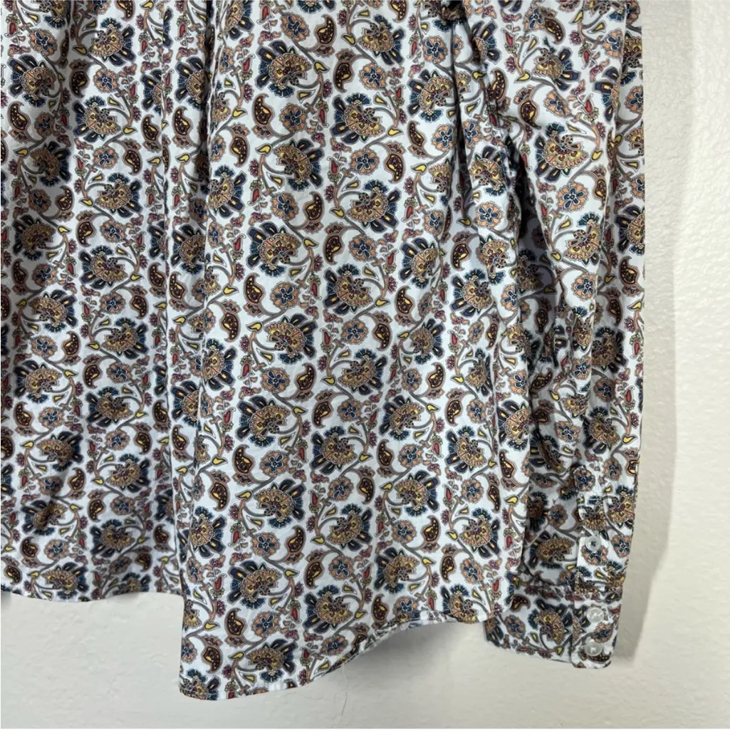 Boden Paisley Floral Cotton Button Down Business Casual Blouse Top Size 2P T1178 White - Image 9