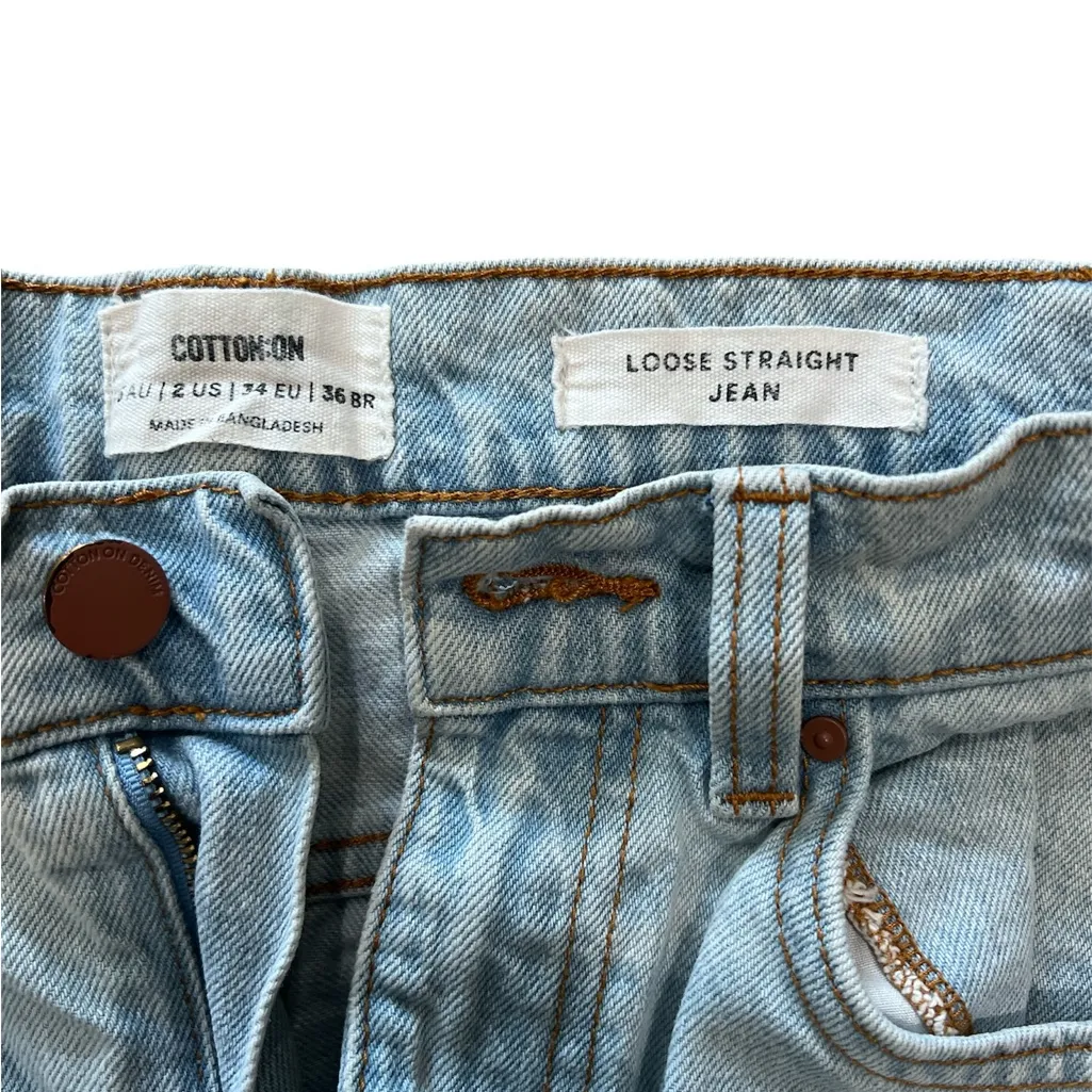 Cotton On Light Blue Loose Straight Jeans size 2 - Image 4