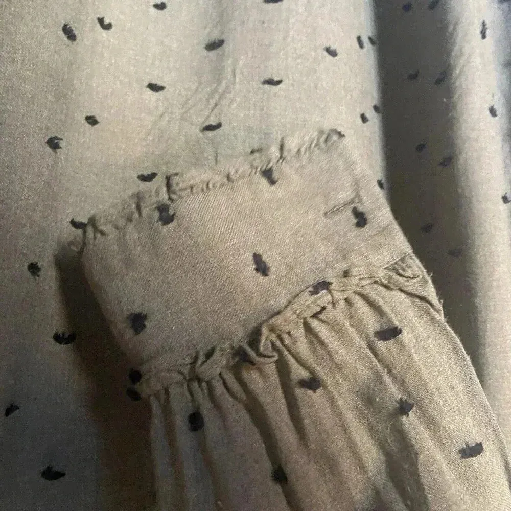 Zara Mini Tunic Dolman Dress Boho Green Pullover Long‎ Sleeve Size M Medium Twee - Image 4