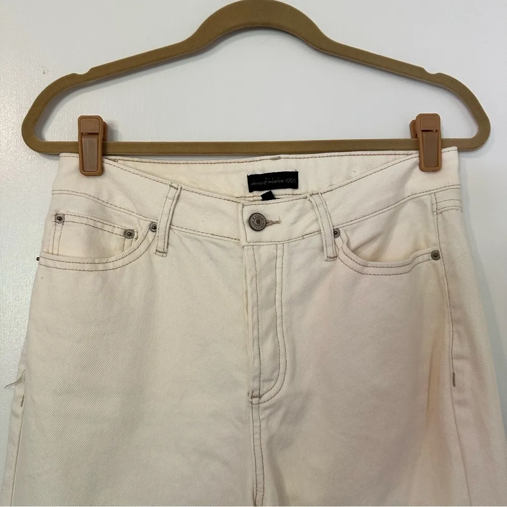 House of Harlow 1960 Womens Cream Jeans Size 28 Straight High Rise - Image 4