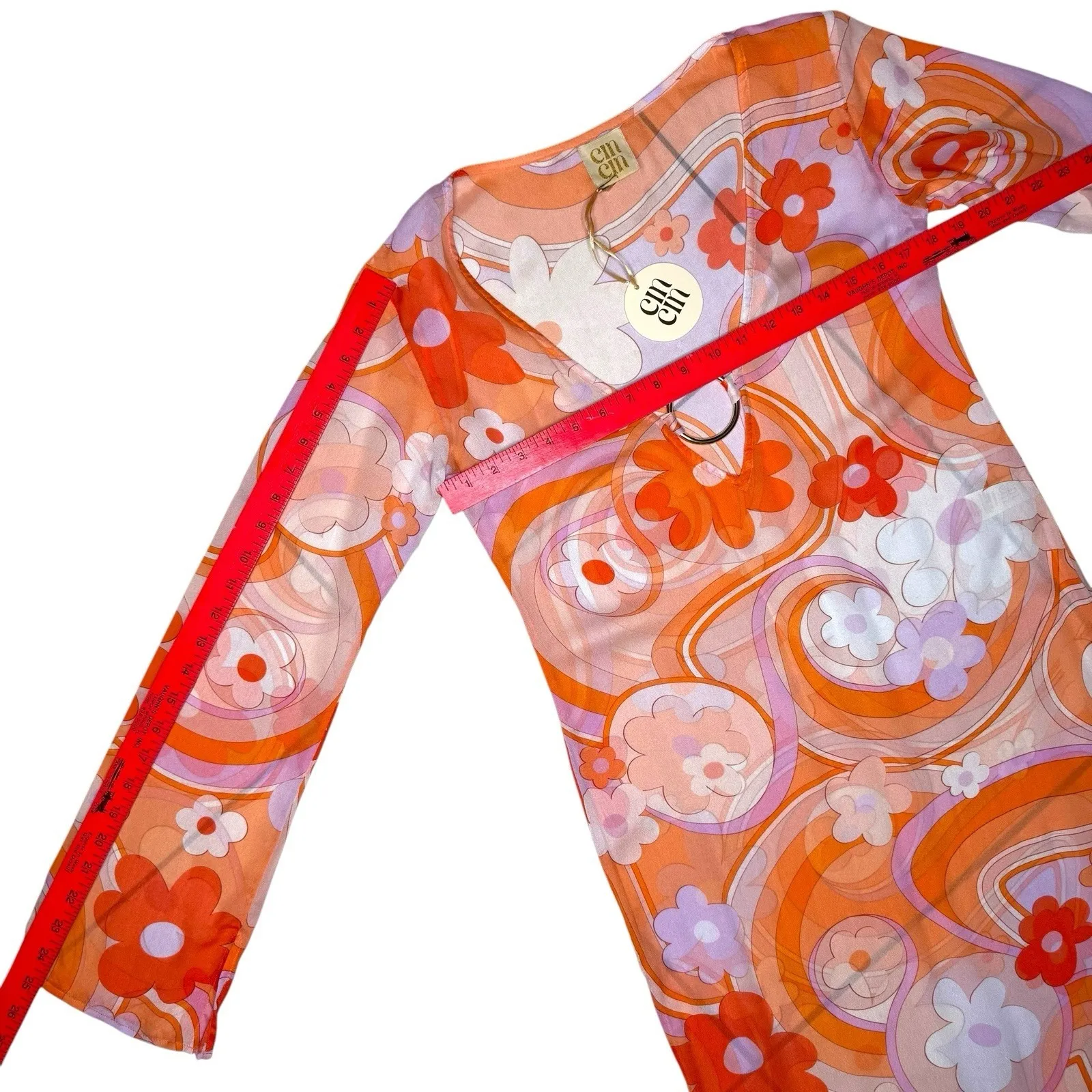 NWT Revolve CIN‎ CIN Totem Maxi Dress Coverup in Bloom Small Retro Semi Sheer - Image 12