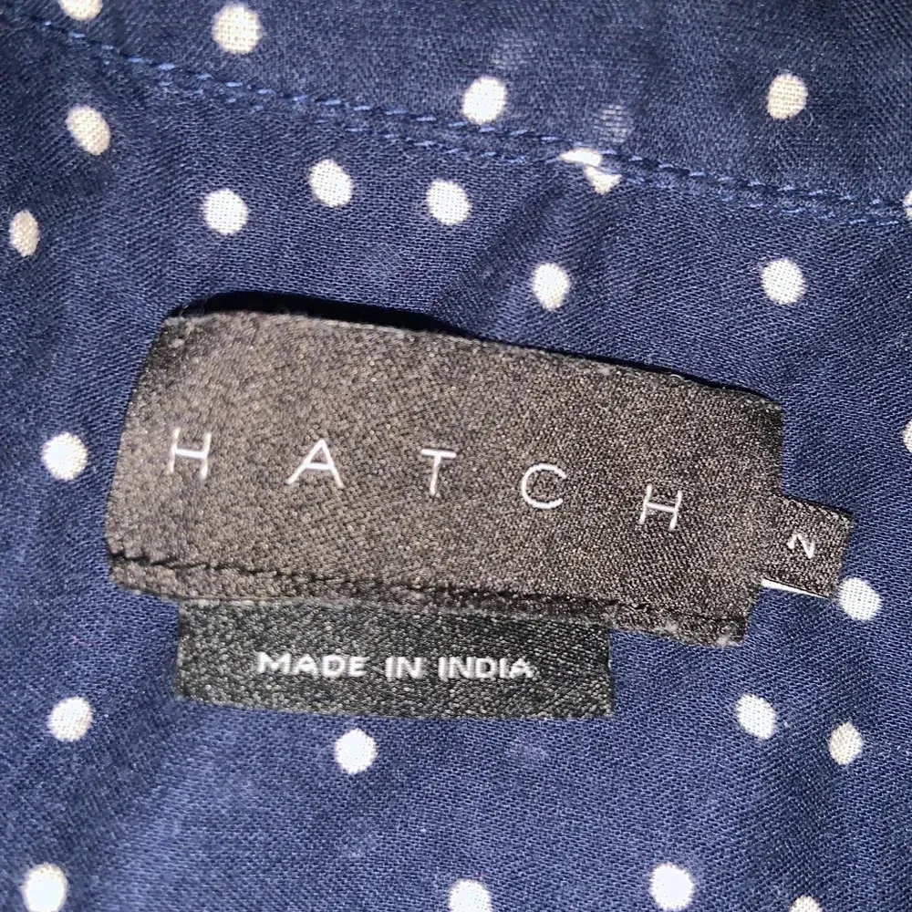 HATCH comfort button up in navy white polka dot contemporary classic maternity Blue Size undefined - Image 4