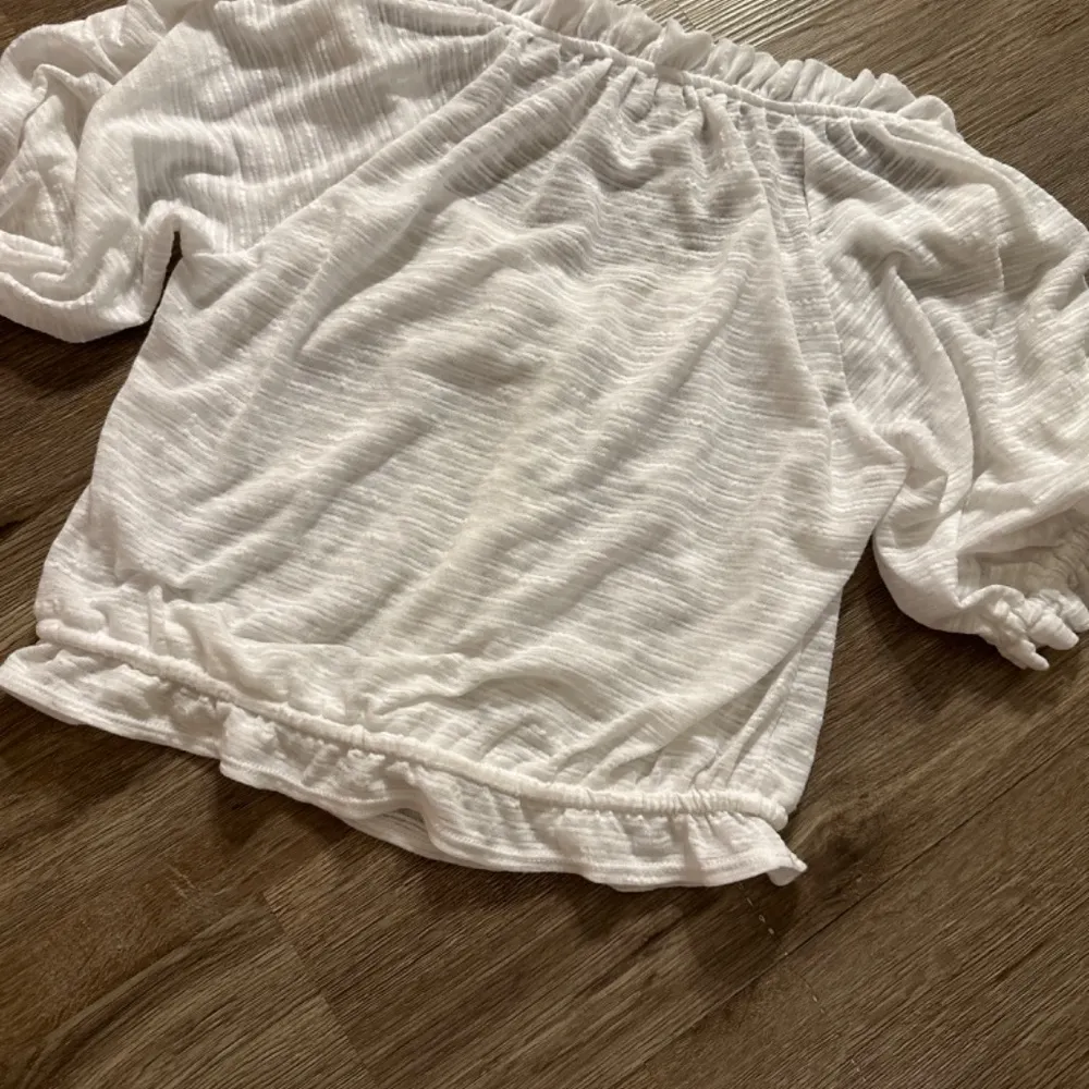 Free People white cotton puff sleeve adjustable top - Image 6