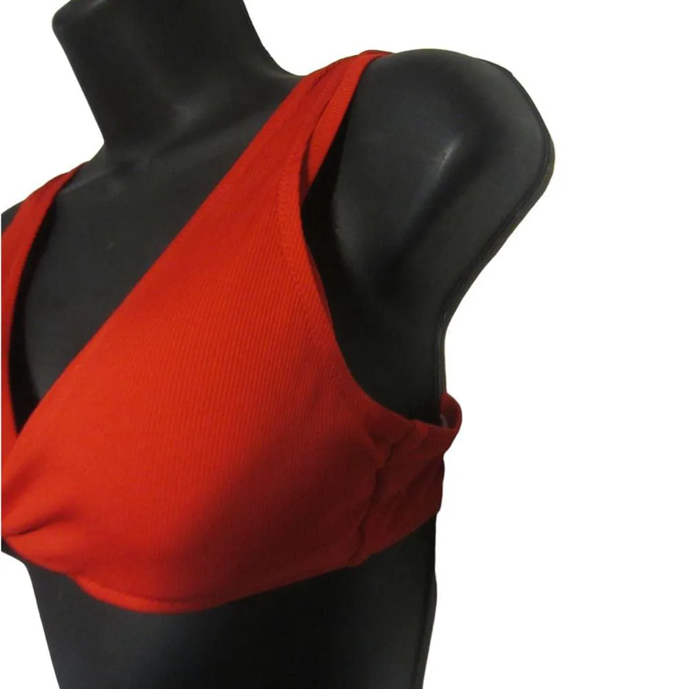 Shade & Shore Red Bikini Top Strappy Back Underwire Support 32B - Image 3