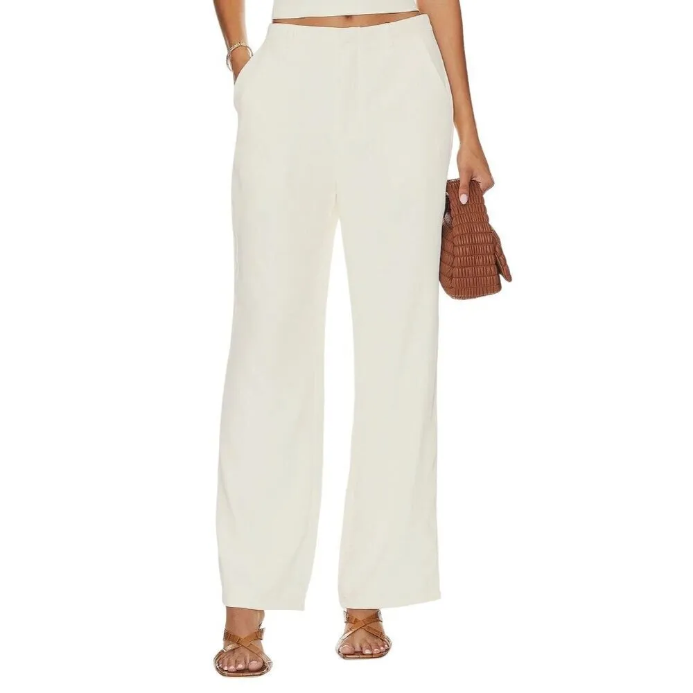 SNDYS Roma Pants in Ivory XLarge New Womens Wide Leg Trousers White Size XL - Image 9