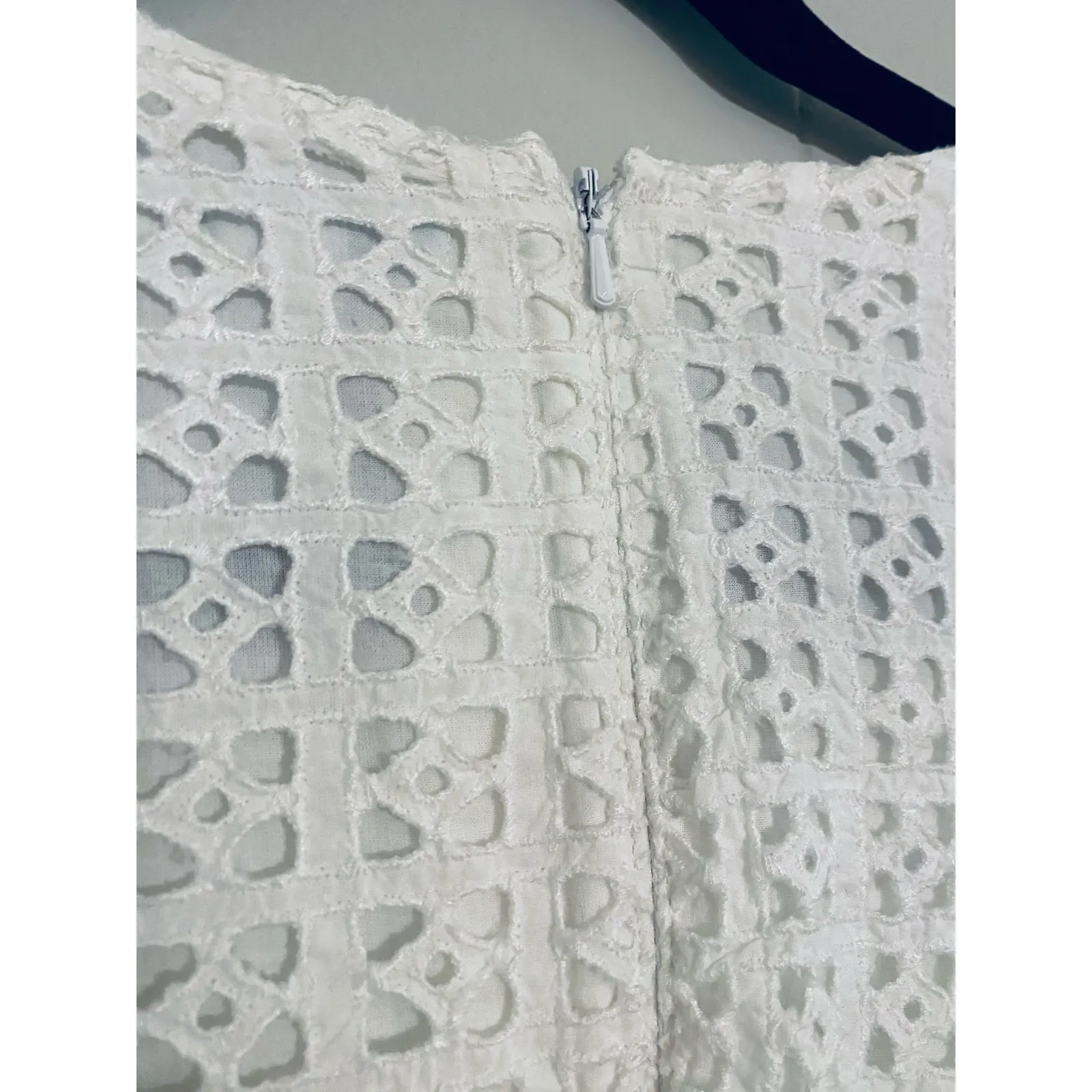 Little White Dress Size 2 Cotton Eyelets Bride Bachlorette Graduation Initiation - Image 5