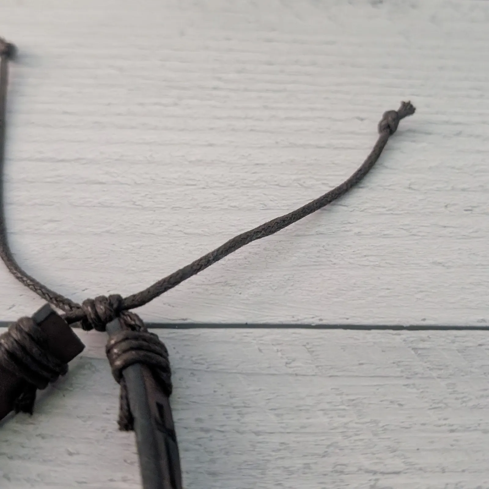 Brown Adjustable Bracelet with Embossed Cross - Image 7