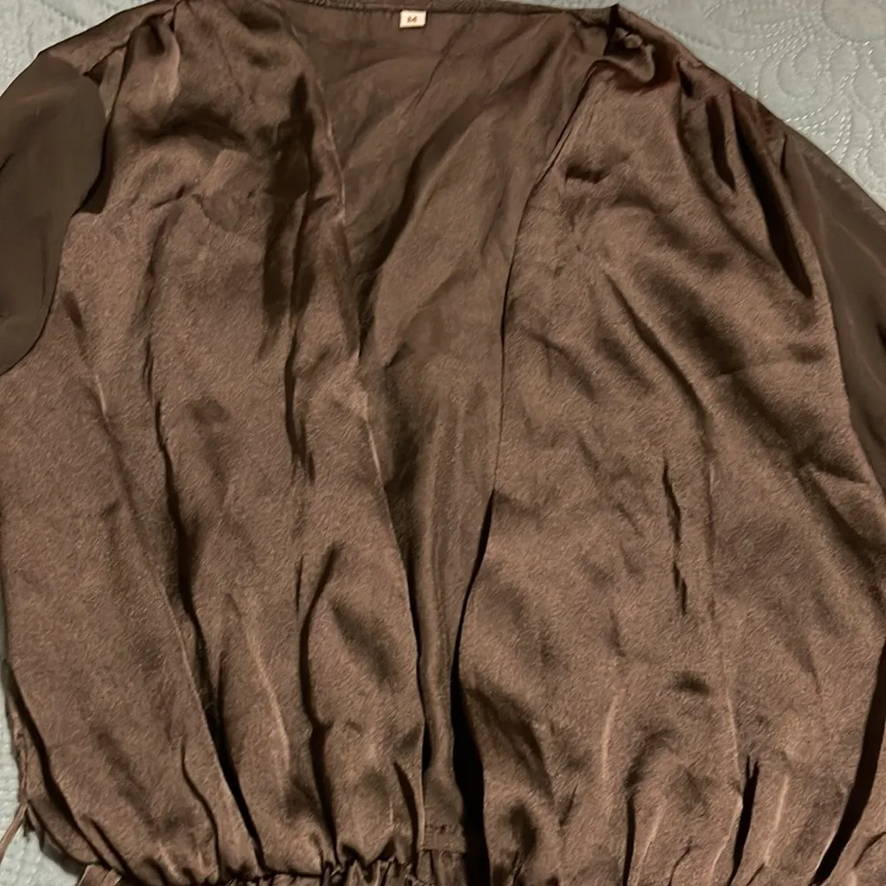 Black Long Sleeve Double Slit Sheer Dress Size M - Image 2