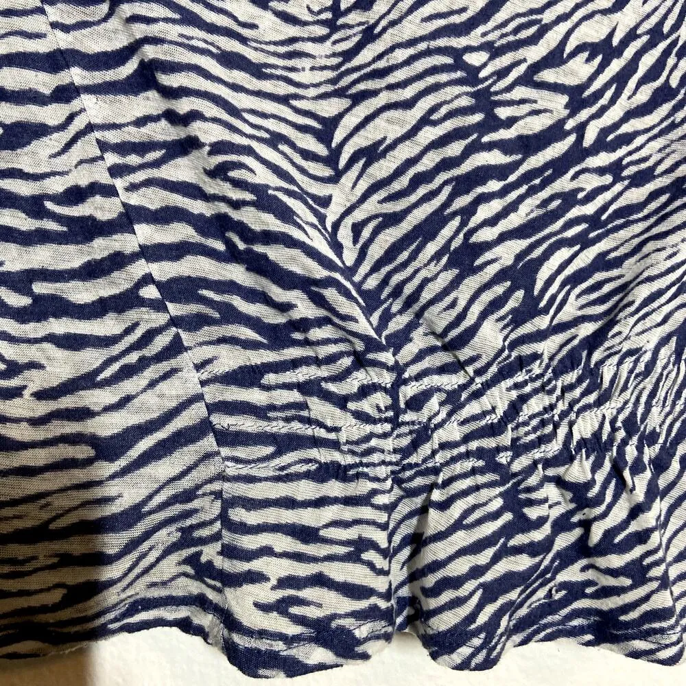 Anthropologie Paper Crane Button Down Tank Top Tie Front Crochet Zebra Blue M - Image 3