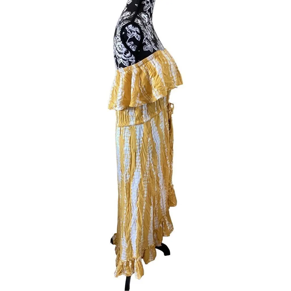 Nwt Blue Island Yellow Ruffled Sundress Size Medium - Image 3
