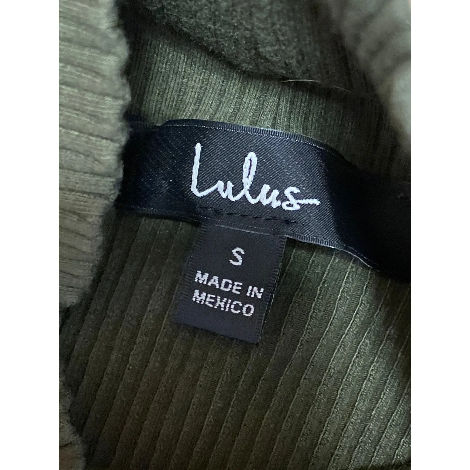 Lulus Womens Green Ribbed Knit Long Sleeve Turtleneck Bodysuit Sweater Top Sz S - Image 3