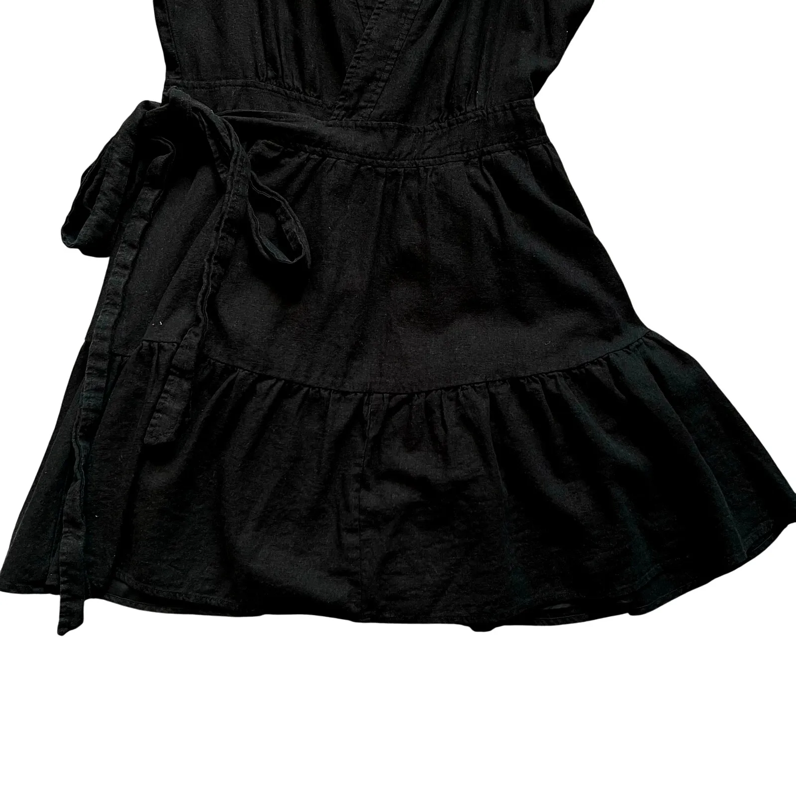 Christian Lacroix Womens Black Sleeveless Wrap Dress Size Large V-neck - Image 5