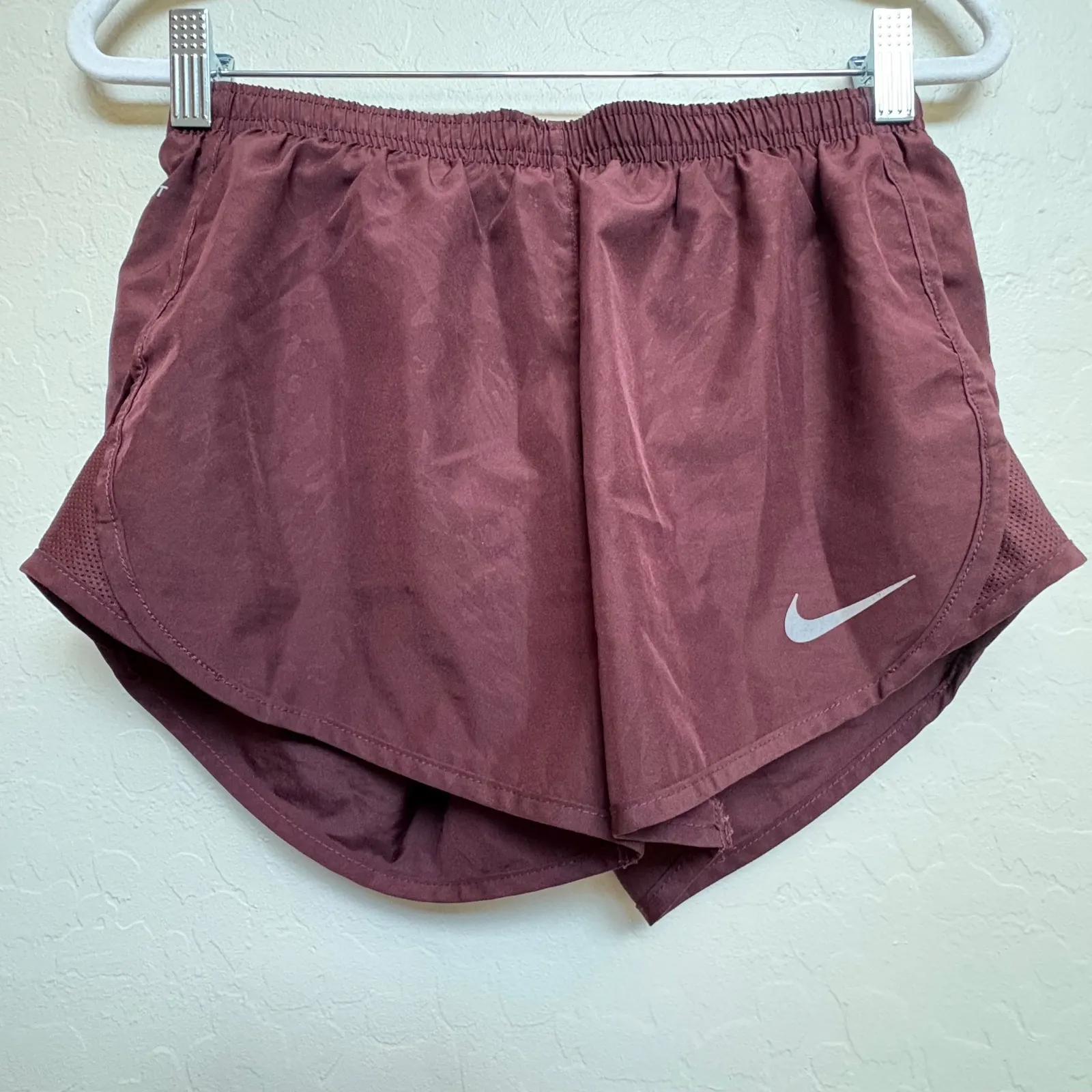 Nike Running Shorts Dri-FIT Lot‎ of 2 Tempo Track Size XS Maroon and Black - Image 4
