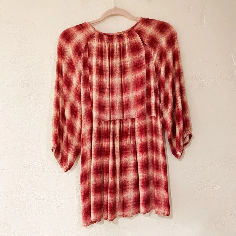 Anthropologie Maeve Cavalon Peplum Plaid Blouse in Pink Extra Small - Image 4