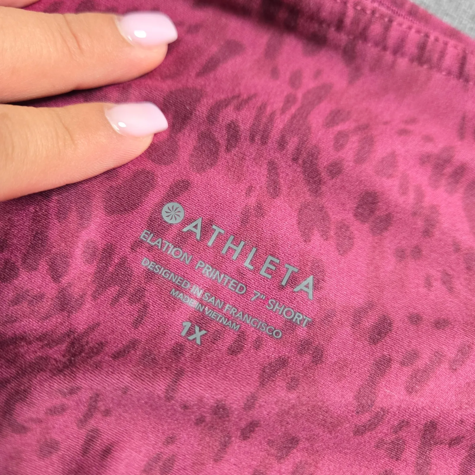 Athleta Elation Leopard Print Pink 7" Biker Short Size: 1X - Image 5