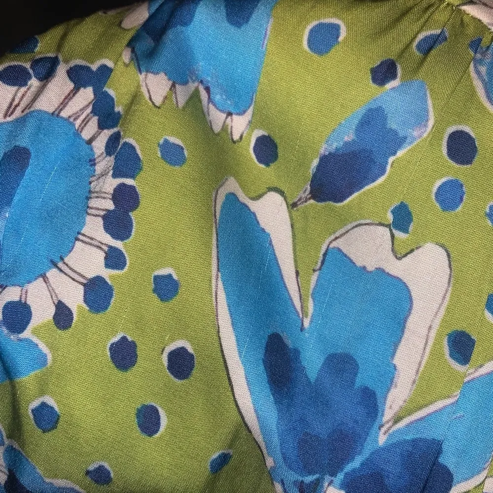 Vera for Anthropologie satin green blue bonnet floral dress $258 boho spring - Image 15