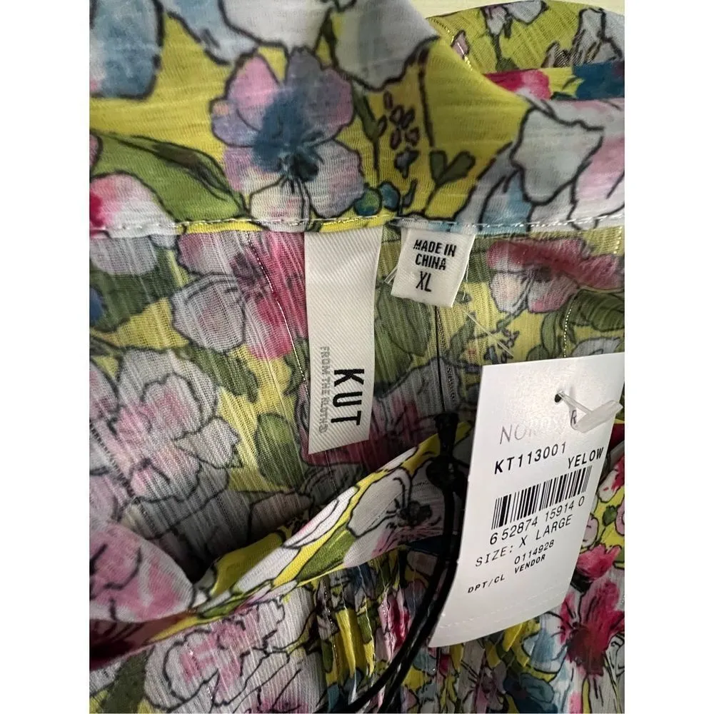 Kut From The Kloth NWT  Floral Patterned Short Sleeve Blouse - Image 4