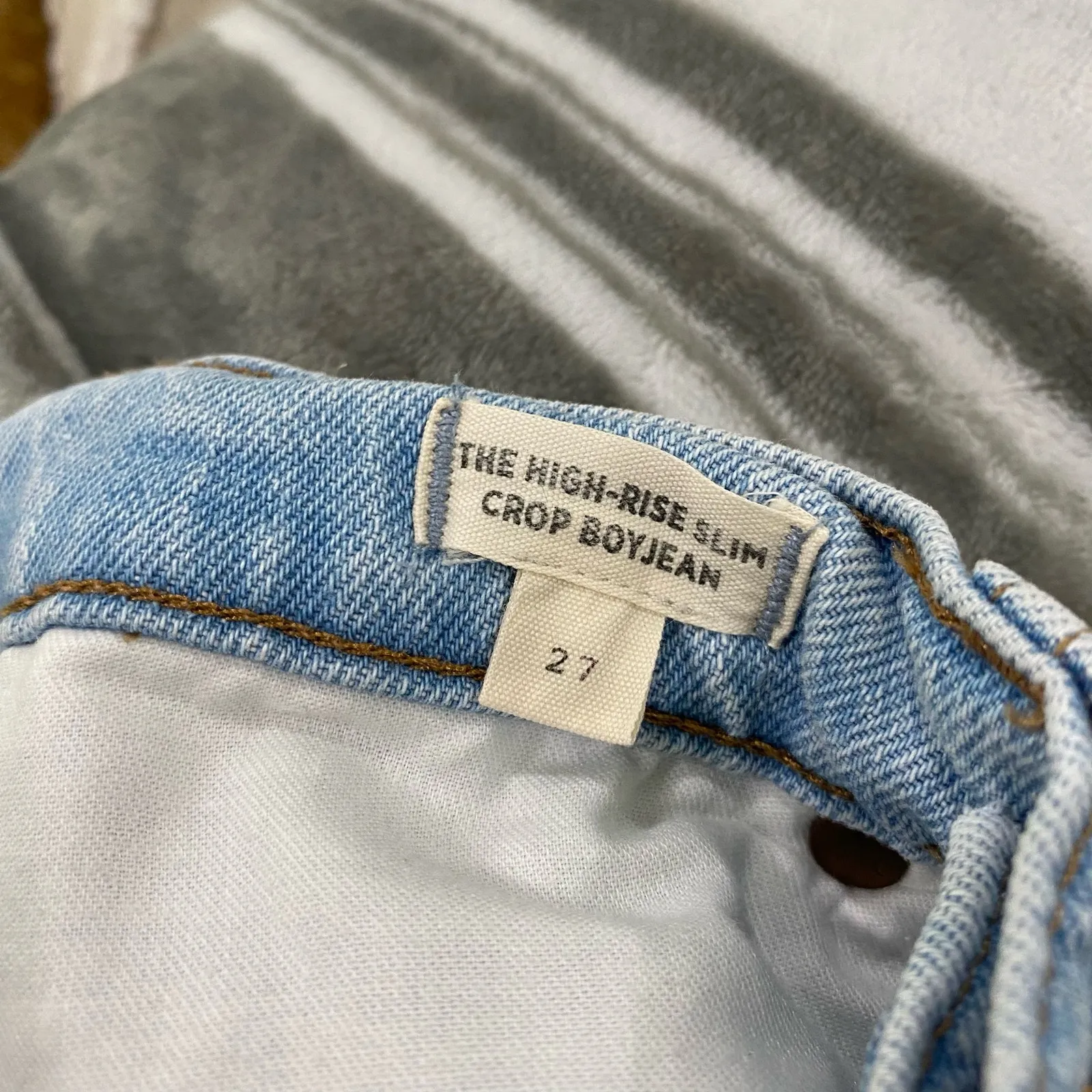 Madewell The High Rise Silm Crop Boyfriend In Light Blue Wash MC556 Sz 27 - Image 11