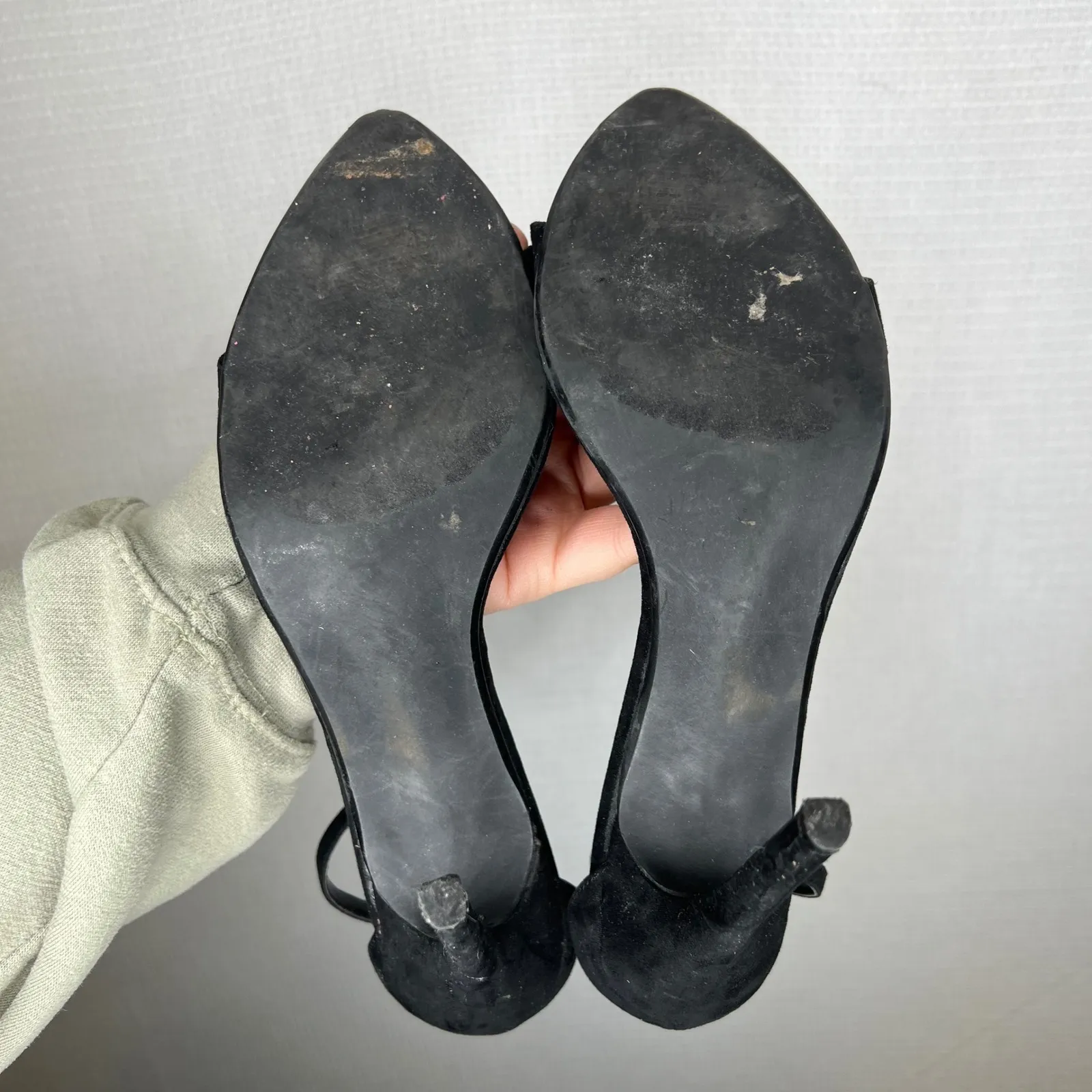 Nasty Gal Black Suede Pointed Toe Stiletto Ankle Strap Heels Women's Size 10M - Image 5