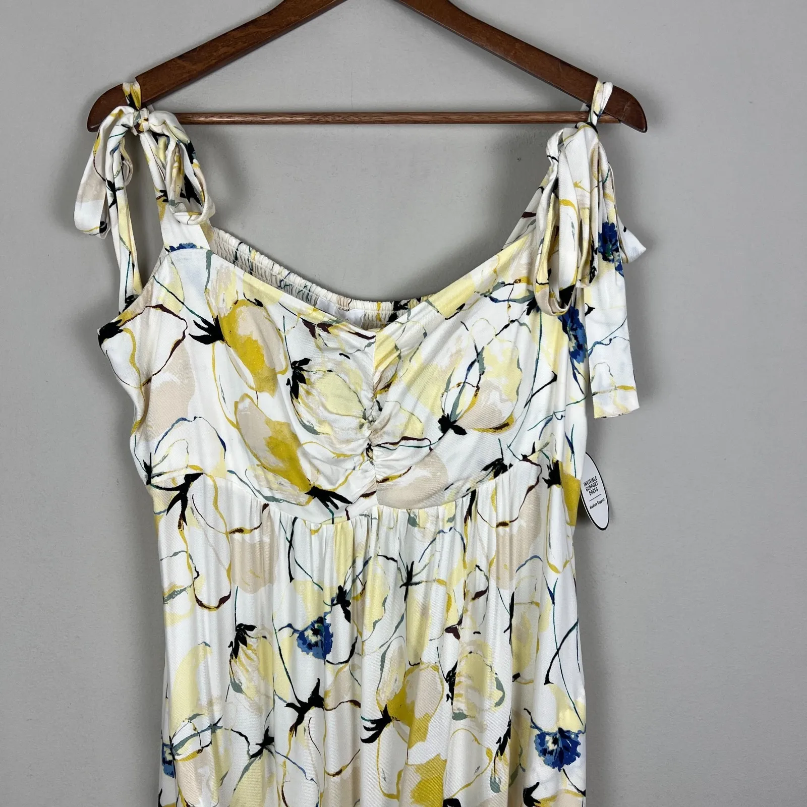 Soma Weekend Maxi Bra Dress XXL Yellow Blissful Blooms Rayon Challis Goddess NEW - Image 4