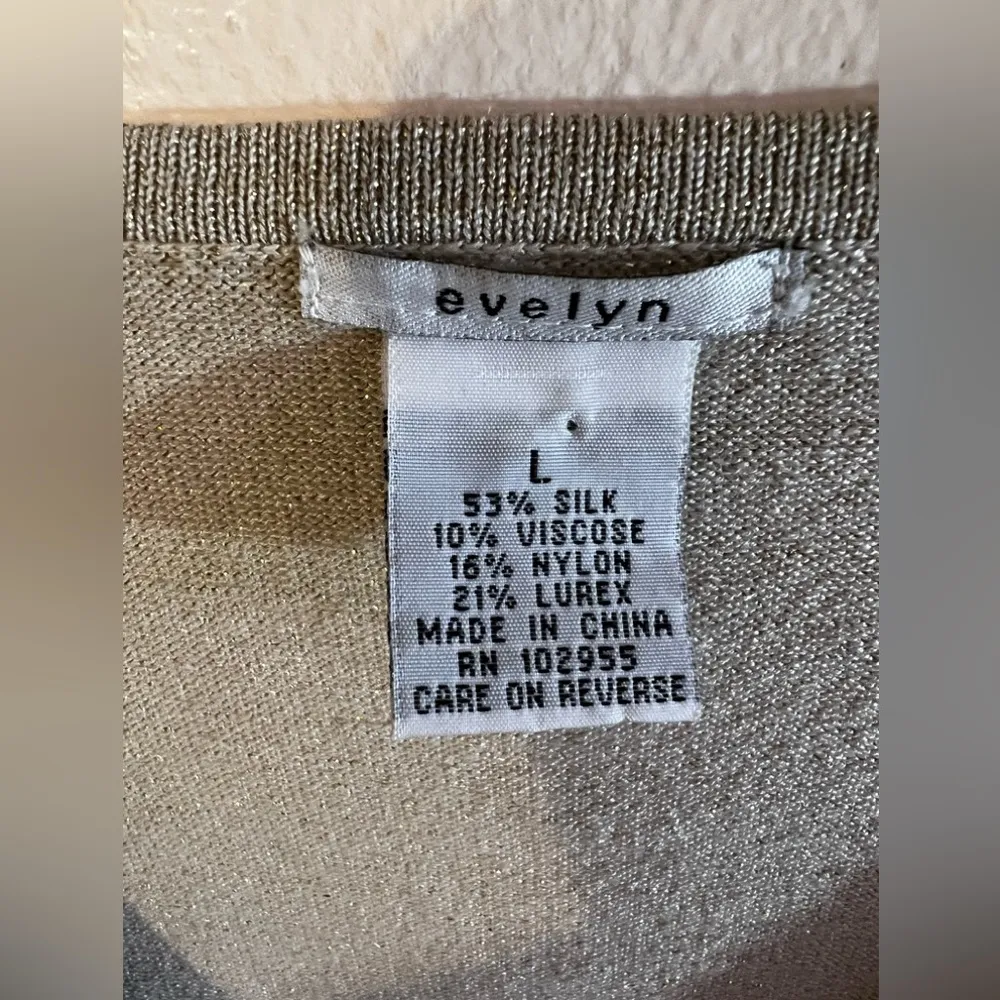 EVELYN Free People Silk‎ Viscoses Lurex Nylon Golden Bright Long Sleeve Size L Gold Size L - Image 15