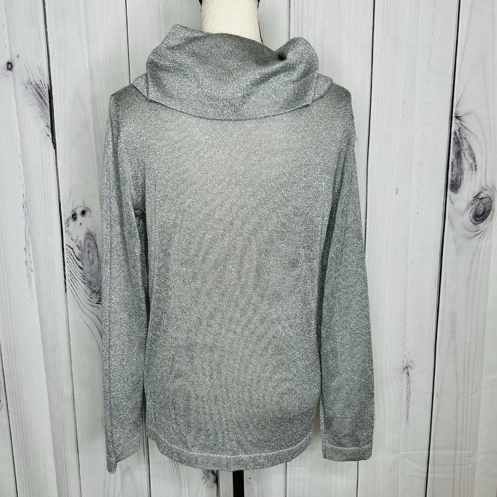 Coldwater Creek Gray Silver Cowl Neck Shimmery Long Sleeve Top Sz Medium (10-12) - Image 7