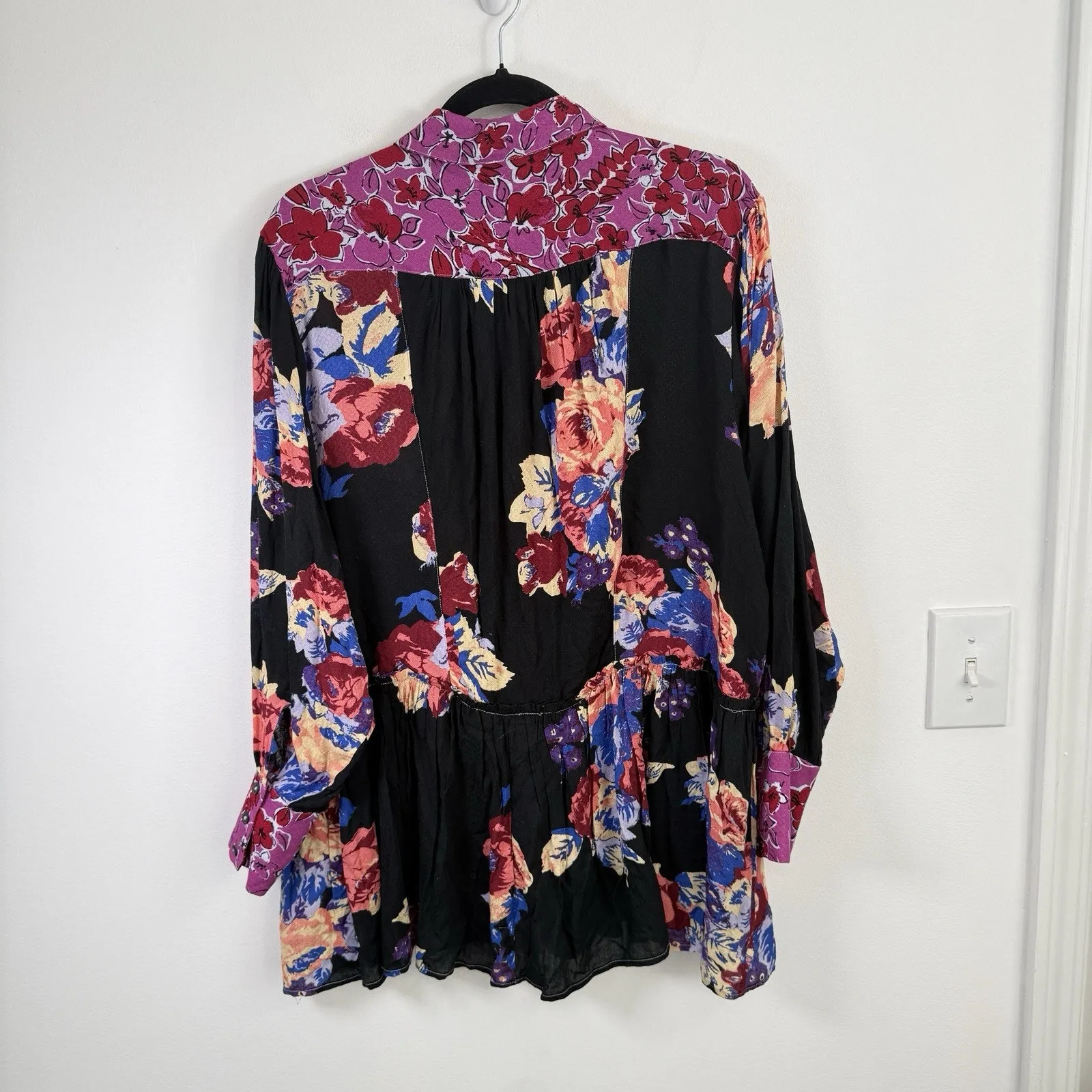 Free People Brunch a Bunch Floral Babydoll Tunic Shirt Boho Preppy Womens XS - Image 7