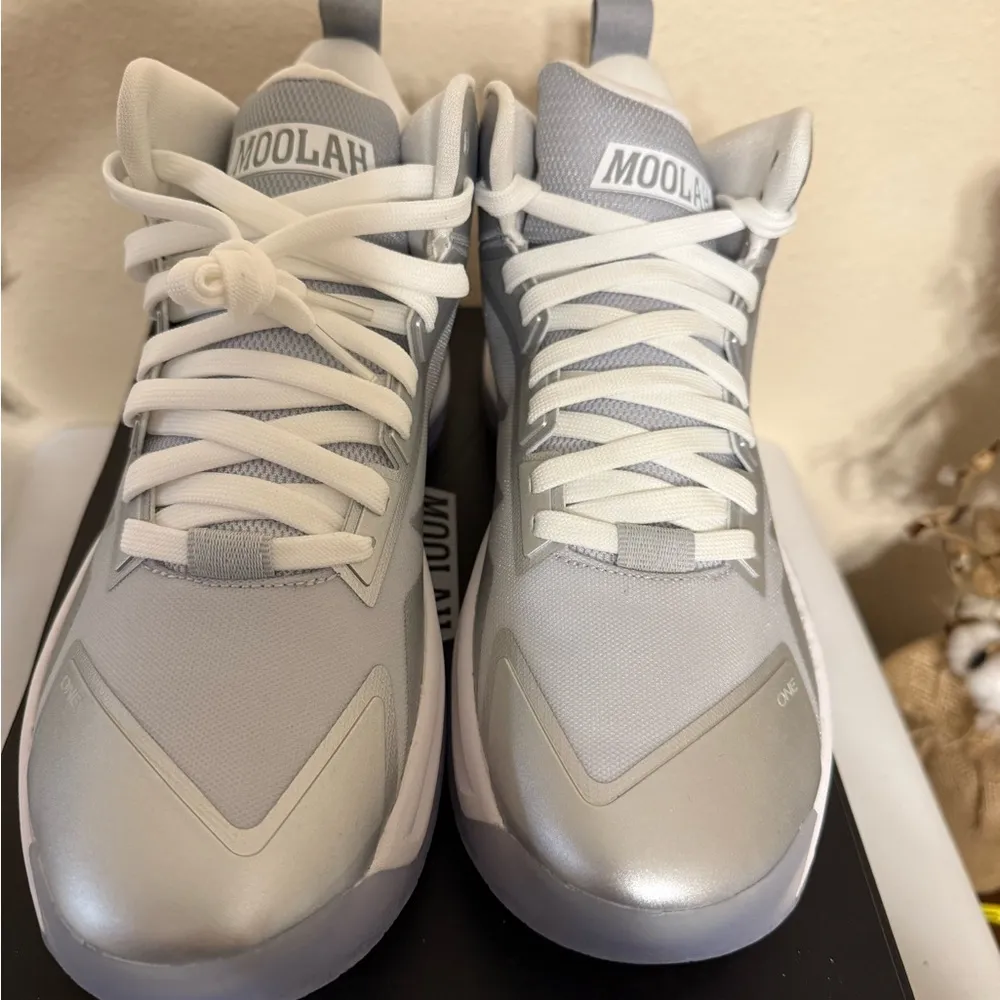 Moolah Women's Triple Double Basketball Shoes 10.5 Glitch Mode Metallic Silver White - Image 4