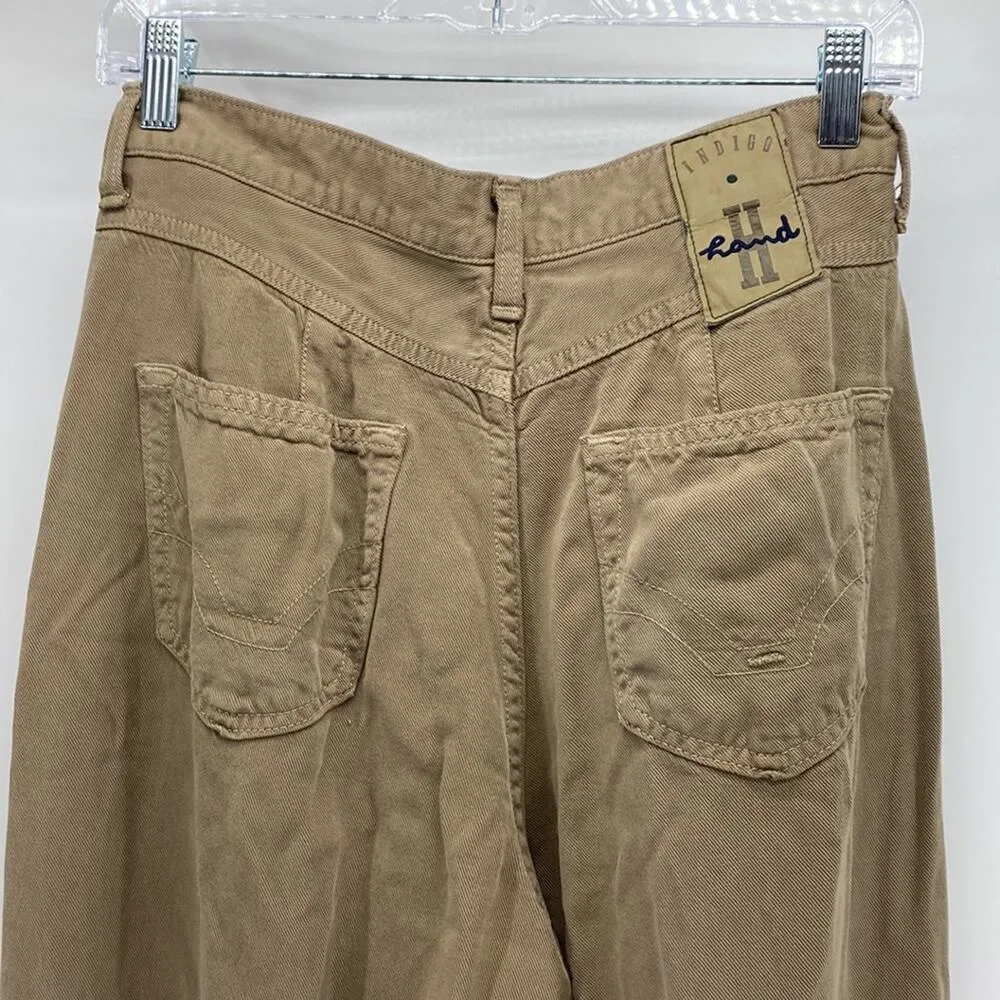 Indigo land relaxed high waisted wide leg soft pants made in USA sz 30 Tan - Image 9