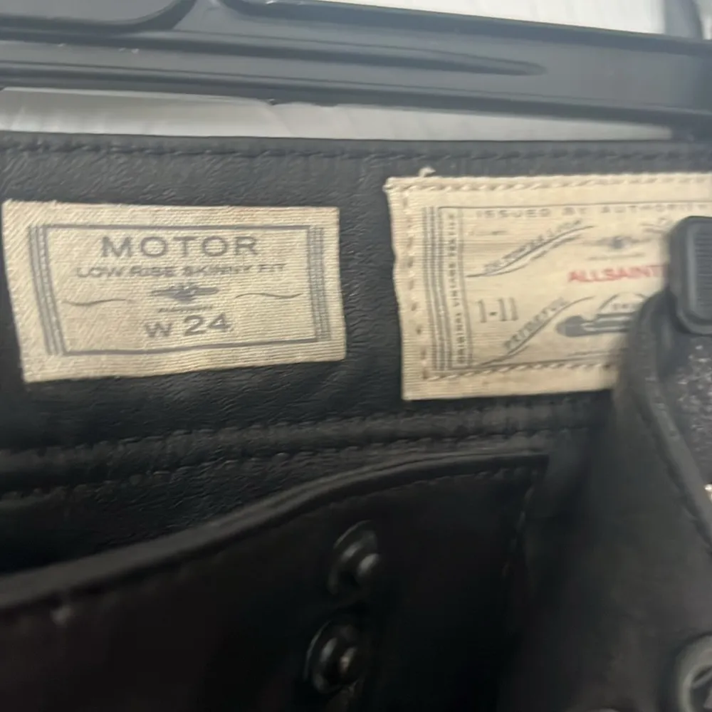 All Saints | Black Leather / Denim Moto Pants with Zipper Details Size 24 - Image 6