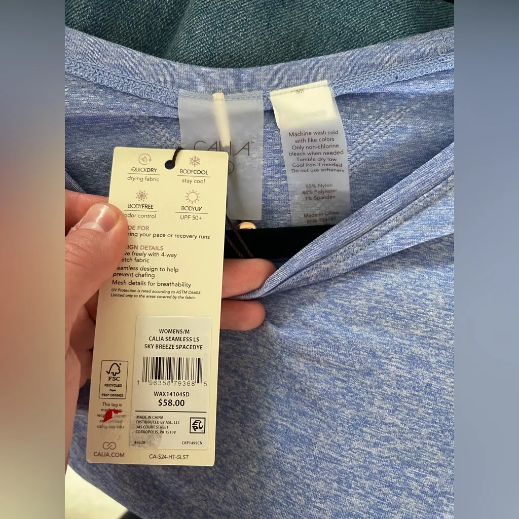 Calia By Carrie Seamless Long Sleeve Tee Blue Size M - Image 4