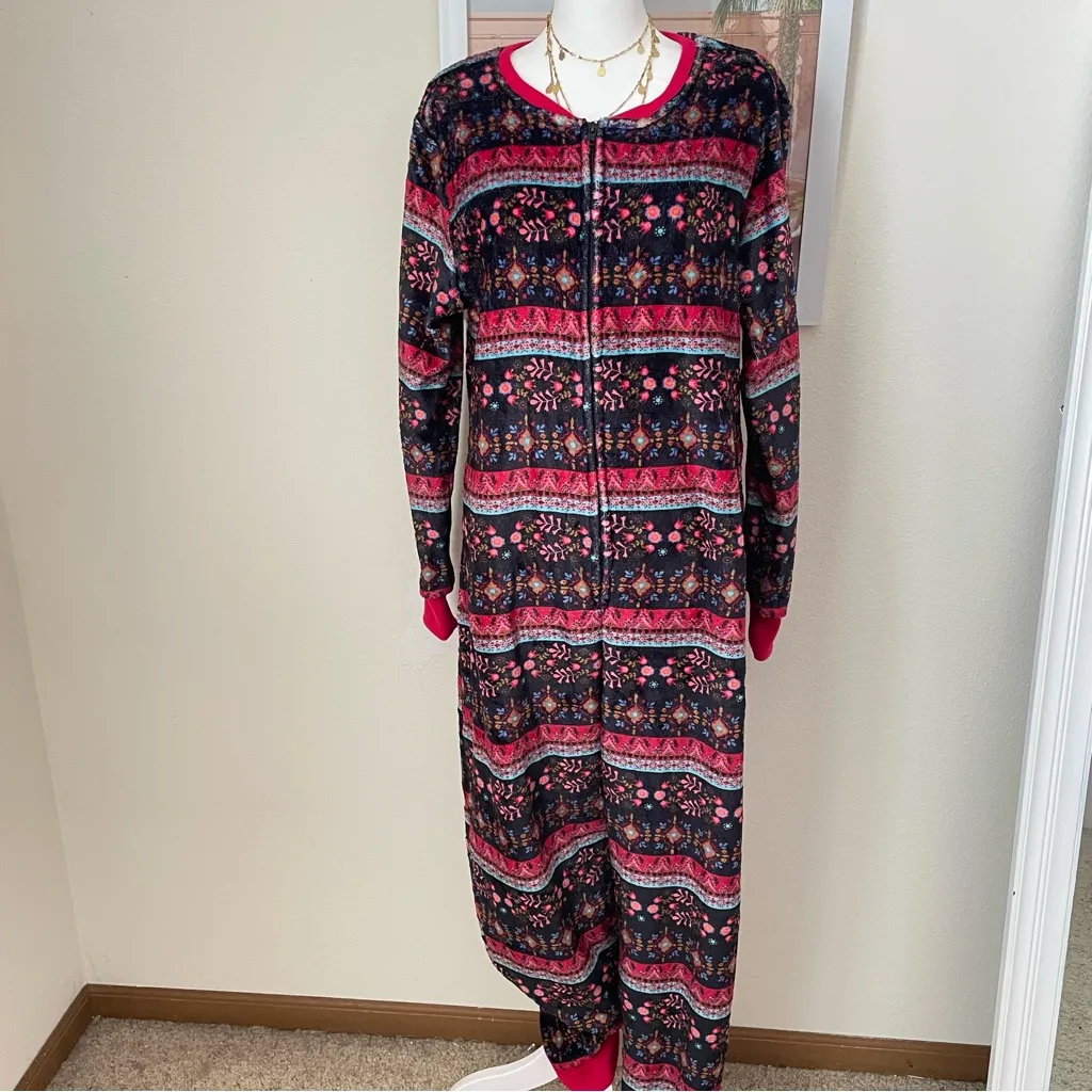 Natural Life Velour Fleece Lined Onesie Pajamas Jumpsuit XS/Small - Image 5