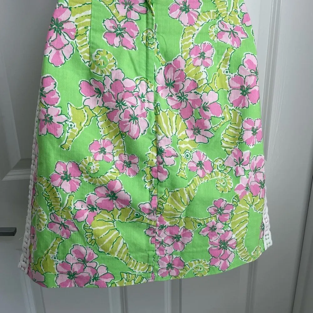 Lilly Pulitzer Vintage 1990s Crochet Seahorse Floral Mini Skirt - Image 11