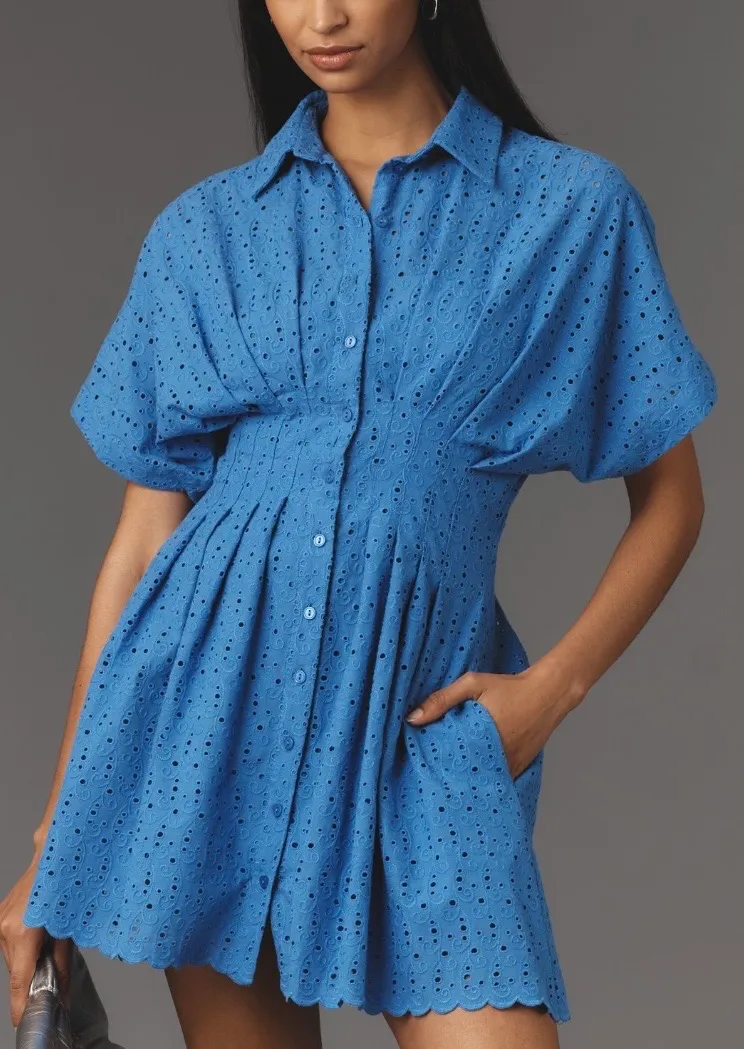 Anthropologie The Tobie Eyelet Mini Shirt Dress by Exquise, Size S - Image 3