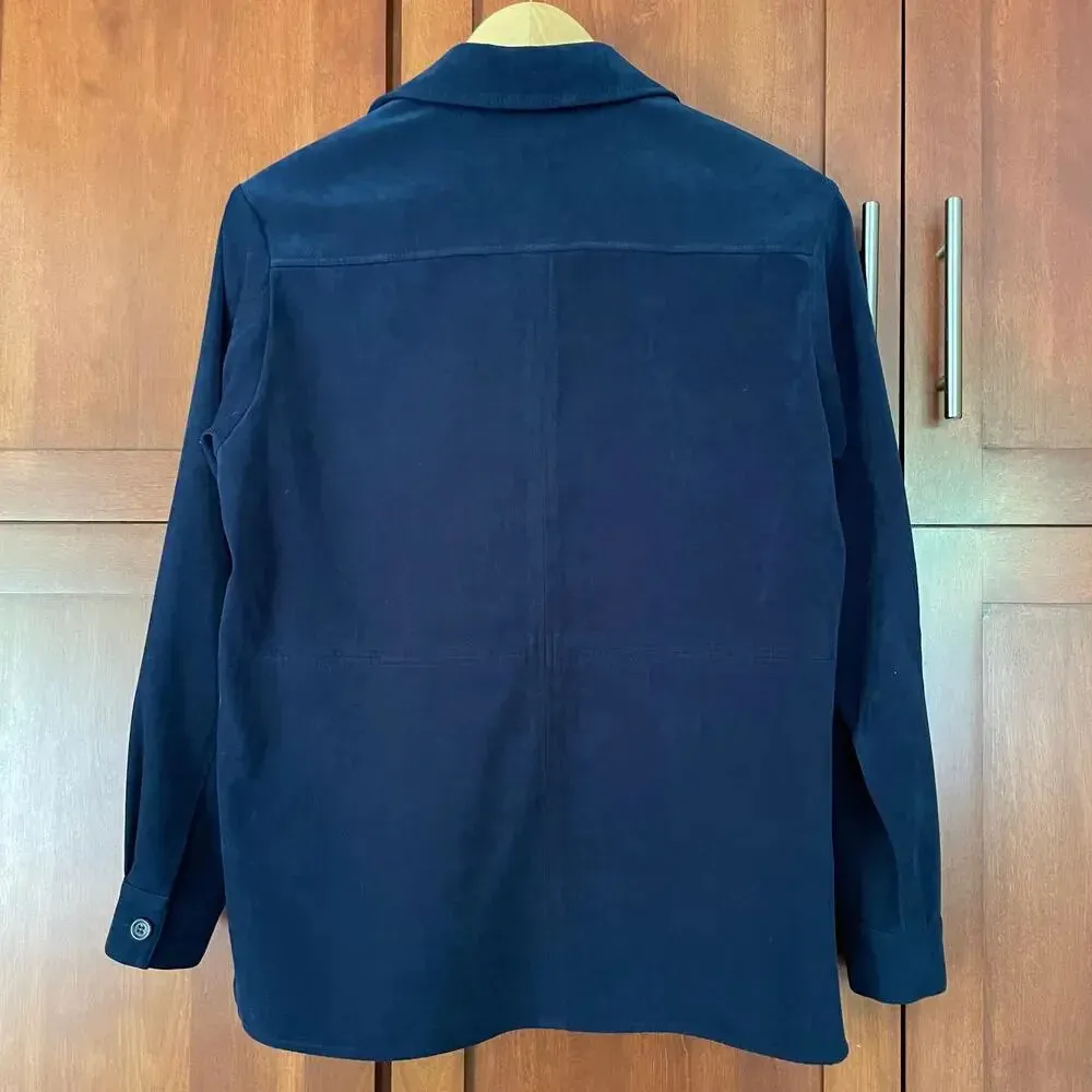 Shirt Jacket Button Up Microfiber Navy Blue Size P (XS Petite) - Image 6