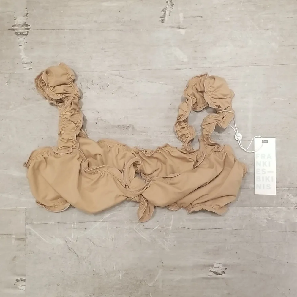 💕FRANKIE'S BIKINIS💕 Colby Tie Front Ruffle Bikini Top Earth Large L NWT - Image 6