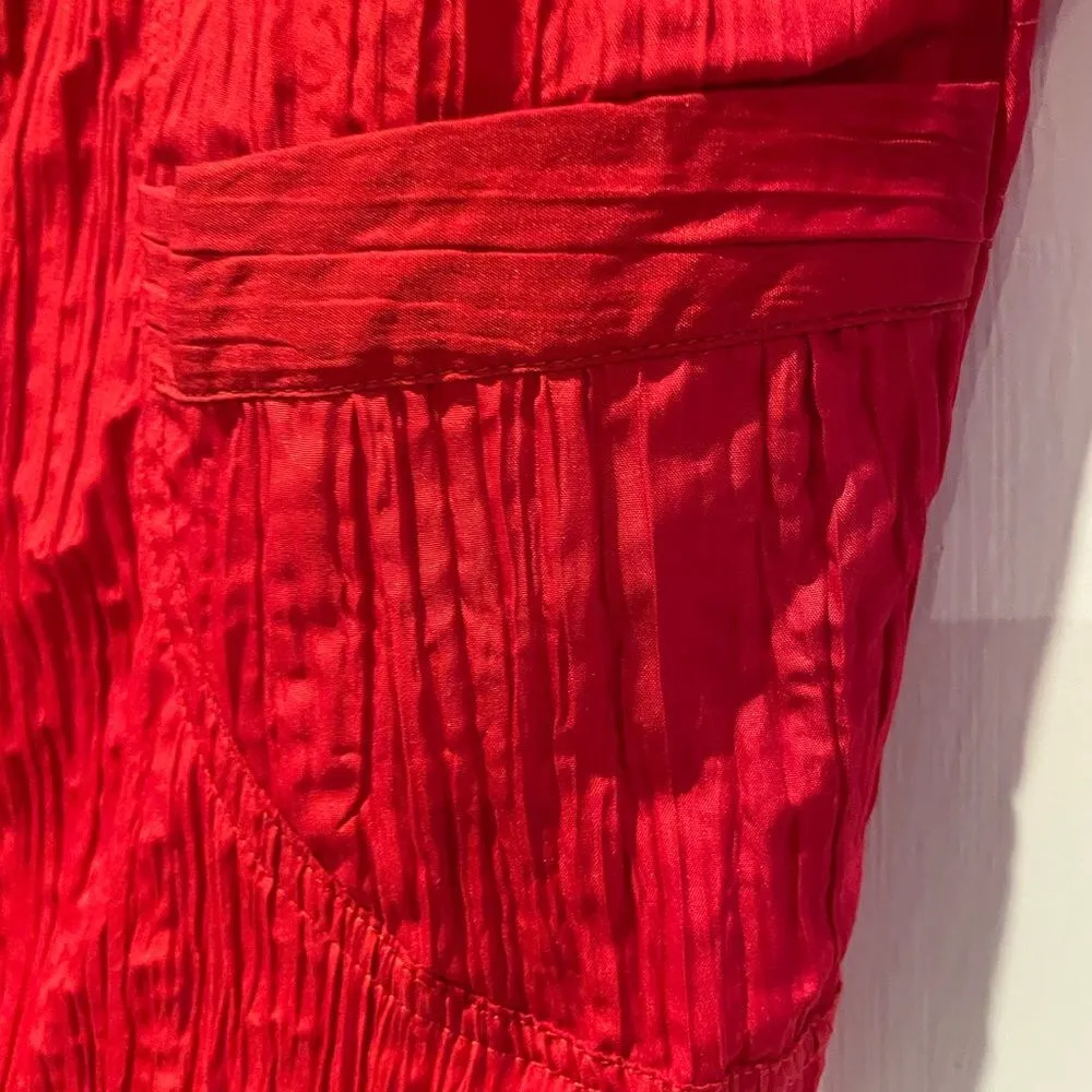 Katie Todd Crepe Textured Two Pocket Button Front Blazer Jacket Red Medium - Image 2