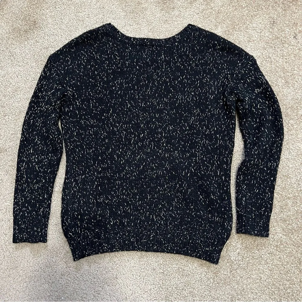 Vintage Boyfriend sweater, cozy black and gold thick knit size XS - Image 3